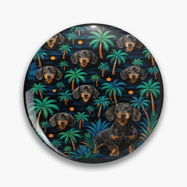 Item preview, Tropical Dachshund Night Palm Pattern designed and sold by POD DYNASTY | Original Print On Demand T-Shirt Graphics.