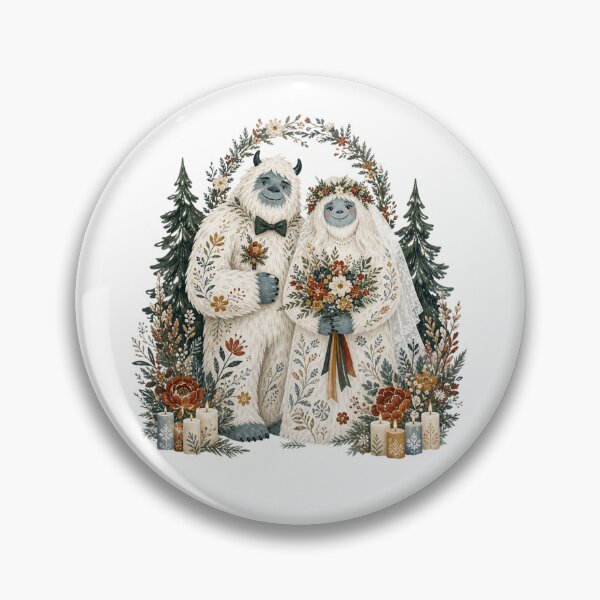 Item preview, Yeti Wedding, Abominable Snowman Bride & Groom Folk Art designed and sold by happycottage.
