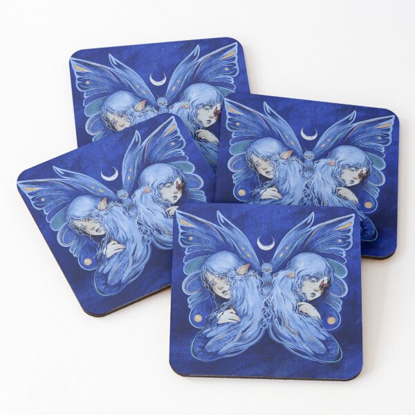 Item preview, Twin Fairy Butterfly Skull Moon Blue designed and sold by Hommatewel.