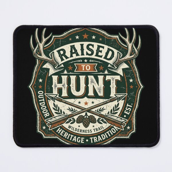 Item preview, Raised To Hunt Vintage Deer Antler Wilderness Badge designed and sold by PACS0011.