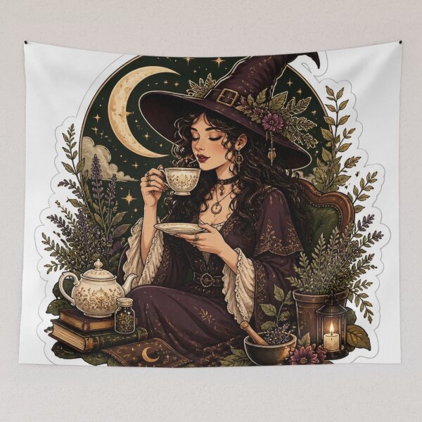 Item preview, Vintage Tea Witch Afternoon Ritual designed and sold by StickyGuys.