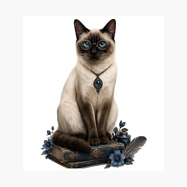 Item preview, Siamese Cat With Glasses designed and sold by VelarisMoon.
