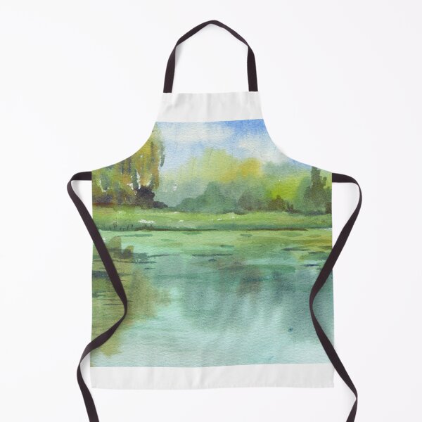 Item preview, Serene Lake Reflection - Impressionist Watercolor Green Landscape designed and sold by samahl_l.