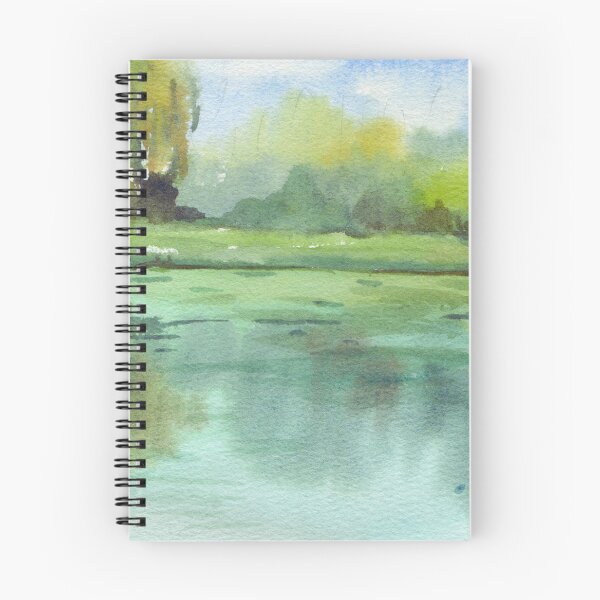 Item preview, Serene Lake Reflection - Impressionist Watercolor Green Landscape designed and sold by samahl_l.