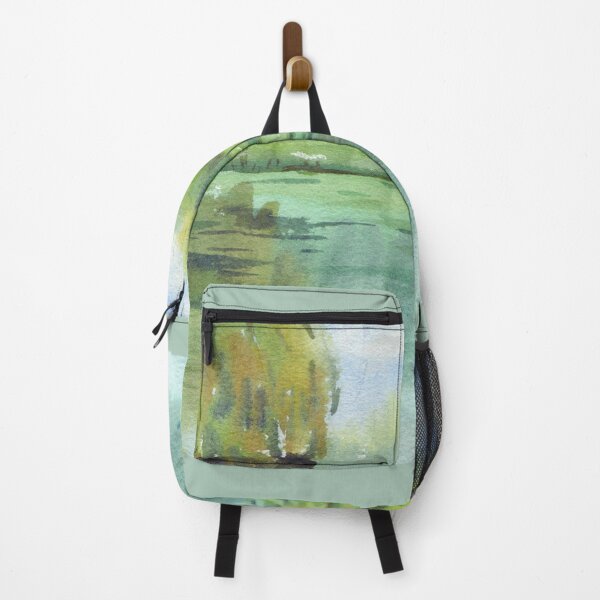 Item preview, Serene Lake Reflection - Impressionist Watercolor Green Landscape designed and sold by samahl_l.