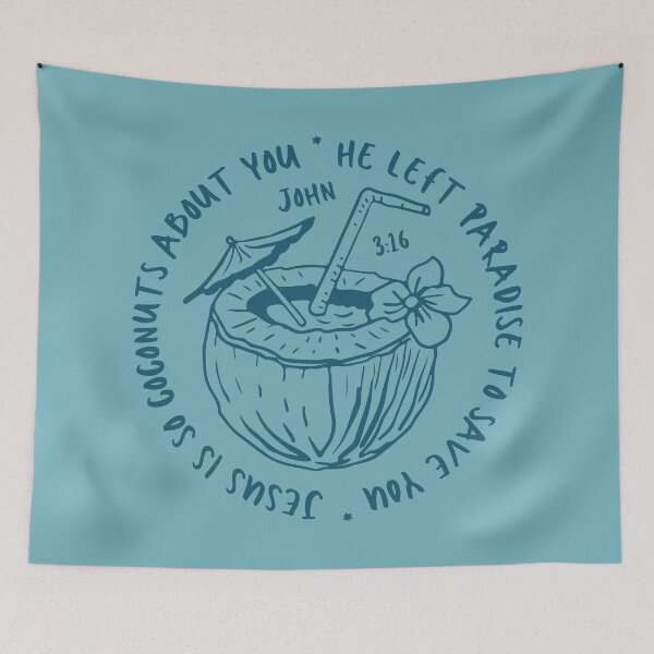 Item preview, Coconuts Jesus Loves and Saves John 3:16 Tropical Beach Summer Paradise designed and sold by Forevermore.