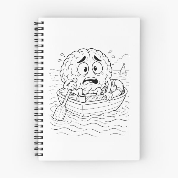 Item preview, Mentally Adrift  Funny Brain Cartoon  Lost at Sea Humor designed and sold by ComedyInkFactor.