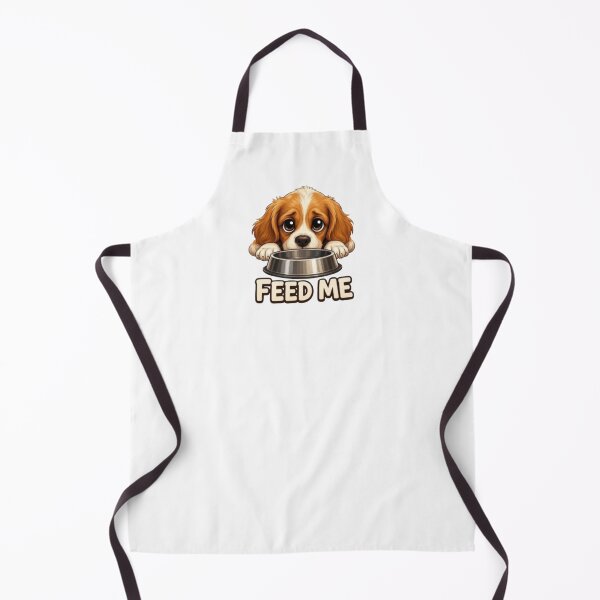 Item preview, Cute Cavalier King Charles Puppy Dog "Feed Me" Illustration designed and sold by Northern Glow Art.