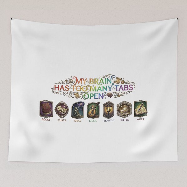 Item preview, My Brain Has Too Many Tabs Open - Vintage Academic Aesthetic designed and sold by MyTeePlace.
