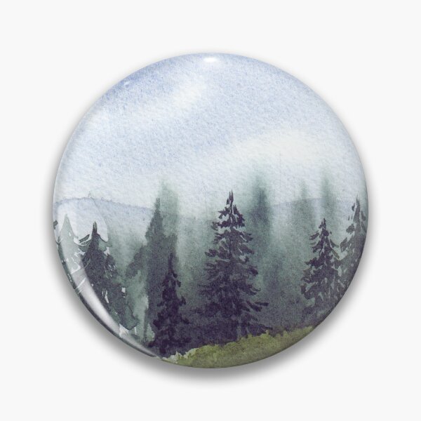 Item preview, Misty Pine Forest - Serene Watercolor Mountain Landscape Art designed and sold by samahl_l.