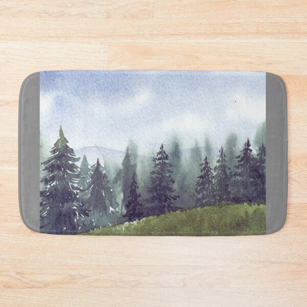 Item preview, Misty Pine Forest - Serene Watercolor Mountain Landscape Art designed and sold by samahl_l.