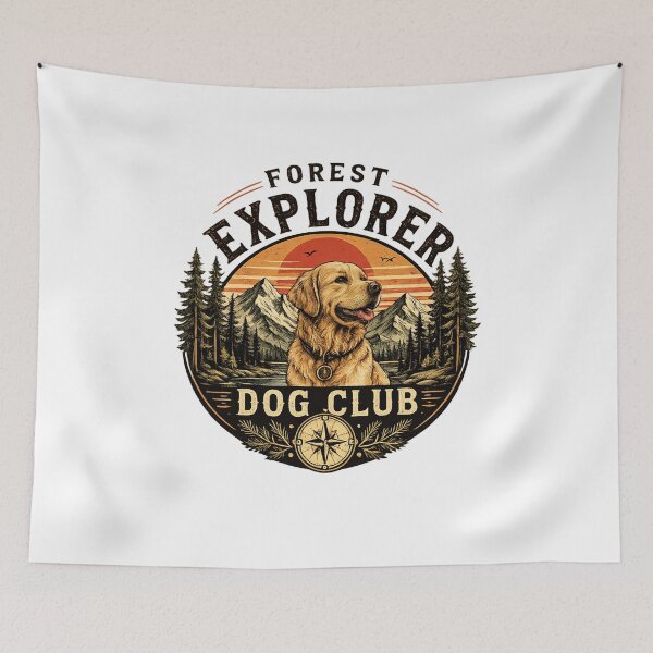 Item preview, Forest Explorer Dog Club Vintage Outdoor Adventure Design designed and sold by PawverseDesigns.