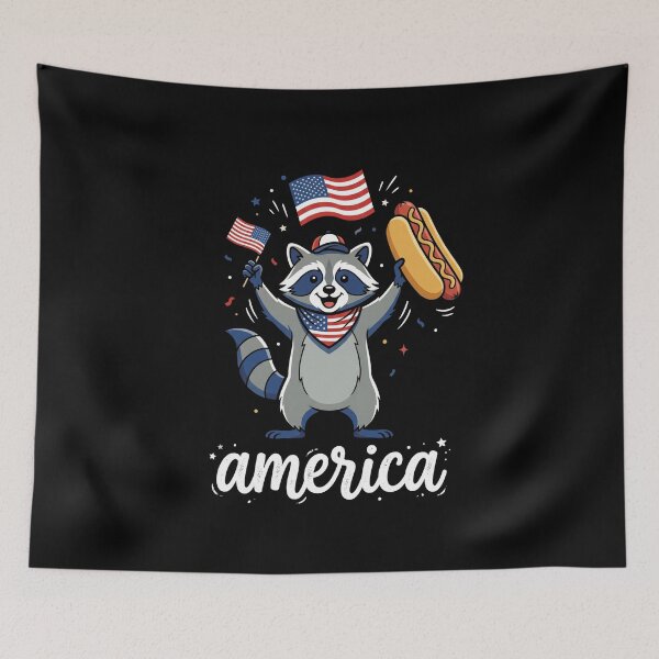 Item preview, America Patriotic Raccoon Hot Dog Independence Day designed and sold by SofenArt.