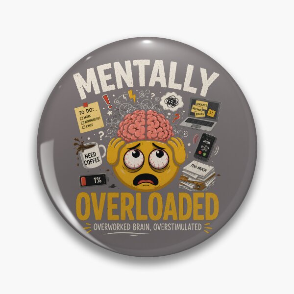 Item preview, Mentally Overloaded Funny Emoji T-Shirt |Overworked Brain Overstimulated Humor Gift designed and sold by MystiMagica.