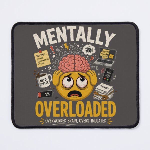 Item preview, Mentally Overloaded Funny Emoji T-Shirt |Overworked Brain Overstimulated Humor Gift designed and sold by MystiMagica.