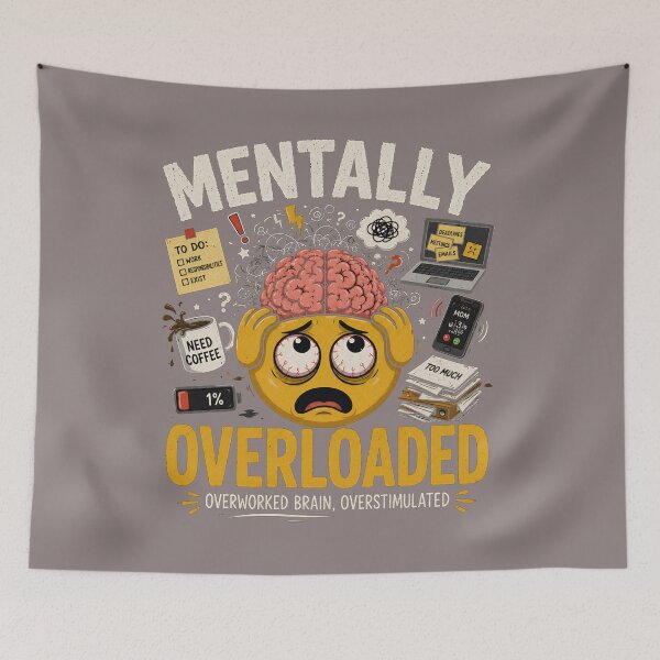 Item preview, Mentally Overloaded Funny Emoji T-Shirt |Overworked Brain Overstimulated Humor Gift designed and sold by MystiMagica.