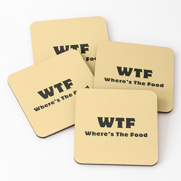 Item preview, WTF Where's The Food Text Prints Posters Wall Art Magnet Home Coffee Cup Decoration TShirt Stationary Notebook Magnet Hat Kitchen Work School Office Redbubble Shop designed and sold by Saritas Boutique Shop.