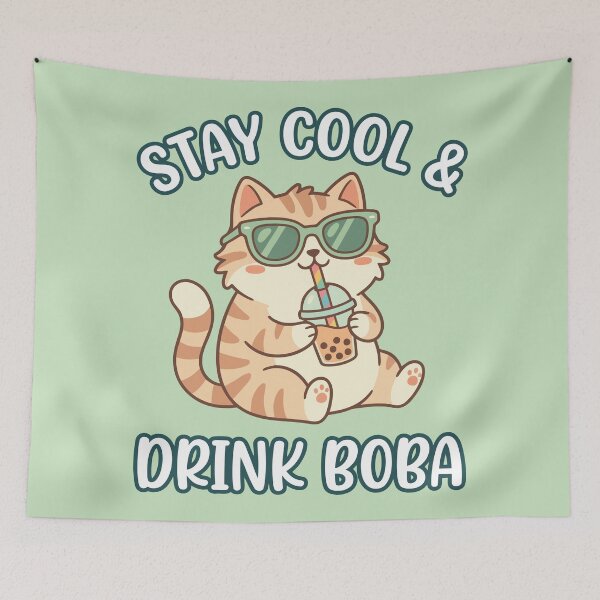 Item preview, Cute Cat Drinking Boba Tea designed and sold by Amir Faysal.