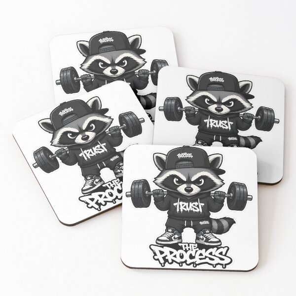 Item preview, Trust The Process Raccoon Gym Mascot Sticker | Streetwear Chibi Weightlifting Design designed and sold by Aesthicer.