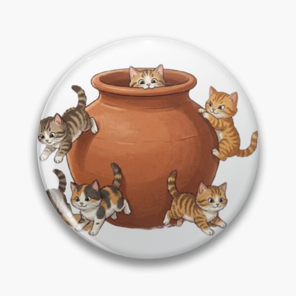 Item preview, Cute Kittens Playing Around Clay Pot Illustration designed and sold by Artgirldhanya.