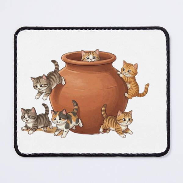 Item preview, Cute Kittens Playing Around Clay Pot Illustration designed and sold by Artgirldhanya.
