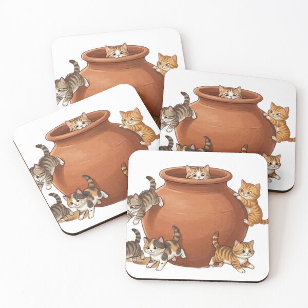 Item preview, Cute Kittens Playing Around Clay Pot Illustration designed and sold by Artgirldhanya.