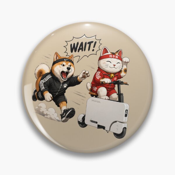 Item preview,  Wait! Akita vs Lucky Cat Scooter Chase designed and sold by piketo.