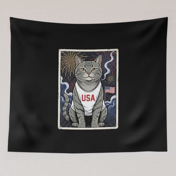Item preview, USA Patriotic Cat Fourth Of July Fireworks designed and sold by SofenArt.