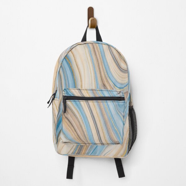 Item preview, Modern Abstract Blue and Sand Marble Backpack designed and sold by CozyHavenStudio.