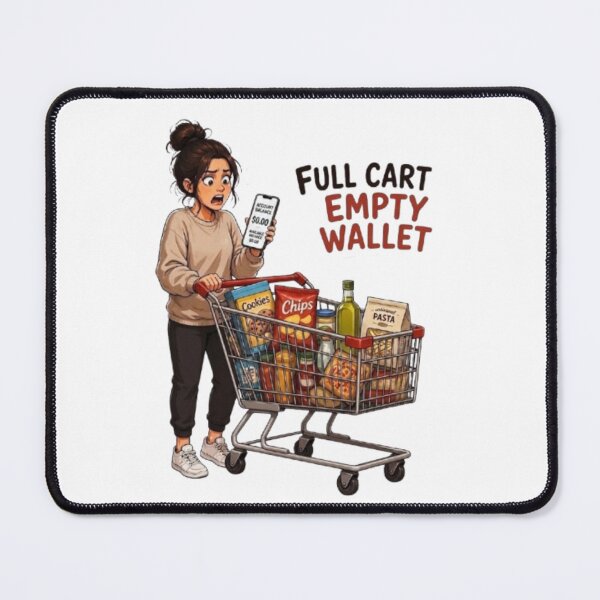 Item preview, Full Cart Empty Wallet Funny Inflation Grocery Shopping Illustration designed and sold by Northern Glow Art.