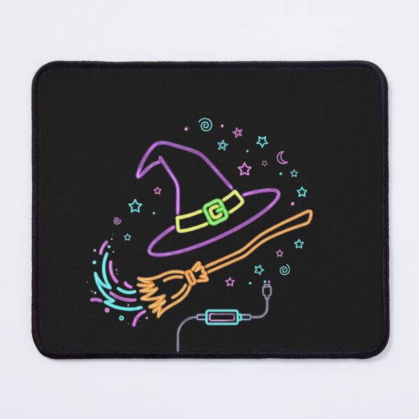 Item preview, Cyberpunk Neon Witch Hat Magic Broom - Glowing Gamer Halloween Sticker designed and sold by alalame.