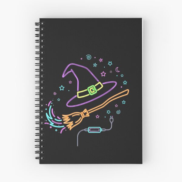 Item preview, Cyberpunk Neon Witch Hat Magic Broom - Glowing Gamer Halloween Sticker designed and sold by alalame.