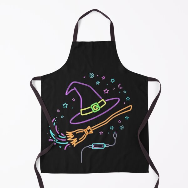 Item preview, Cyberpunk Neon Witch Hat Magic Broom - Glowing Gamer Halloween Sticker designed and sold by alalame.