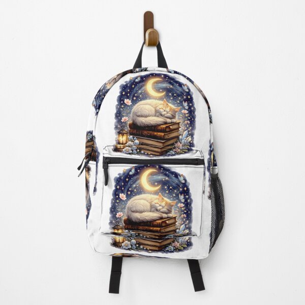 Item preview, Sleeping Moonlit Cat | Dreamy Book Lover Fantasy Art designed and sold by Clothes With Smiling Animals Walt Gral.