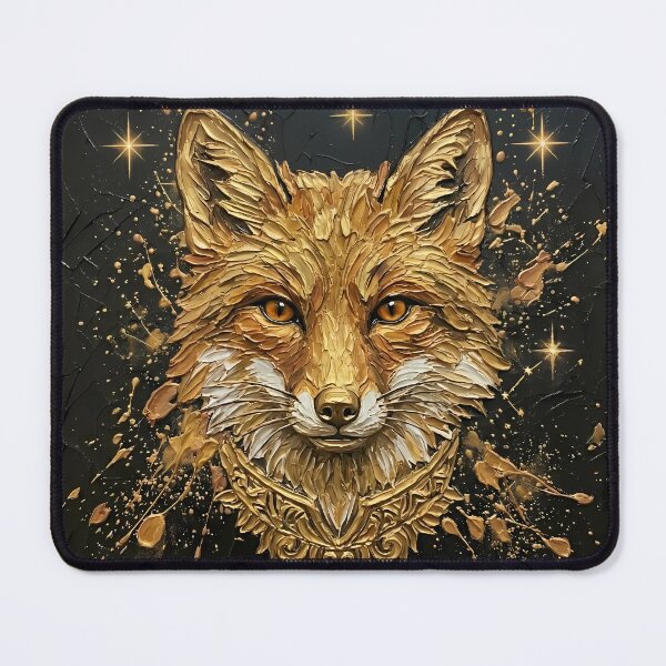 Item preview, Golden Fox Portrait - Celestial Palette Knife Oil Painting & Majestic Wildlife Art designed and sold by SupernovaNote.