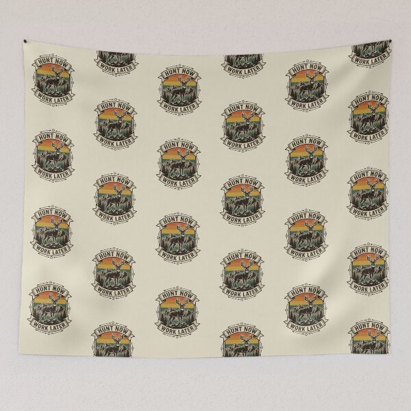 Item preview, Hunt Now Work Later Vintage Whitetail Deer Emblem designed and sold by PACS0011.