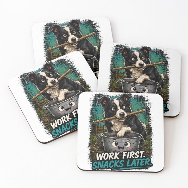 Item preview, Work First Snacks Later Border Collie Farm Dog Shirt designed and sold by PINK FREE.