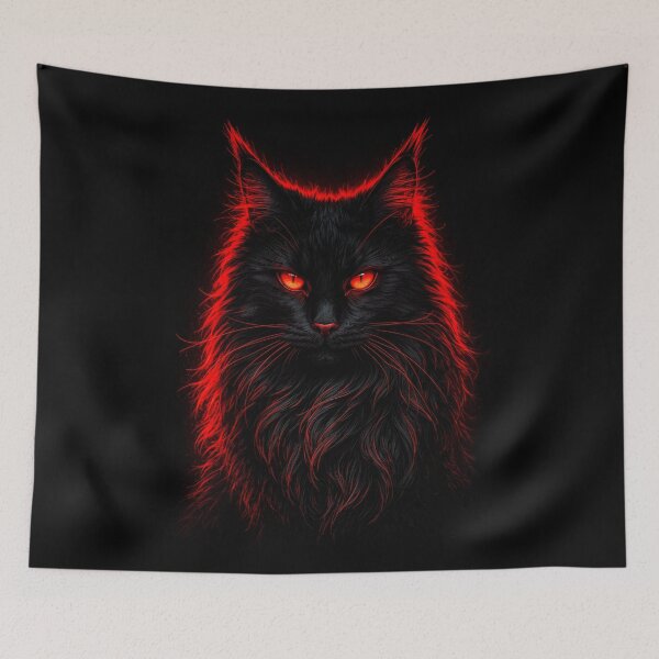 Item preview, Black Maine Coon Cat with Glowing Red Eyes designed and sold by PetsArt.