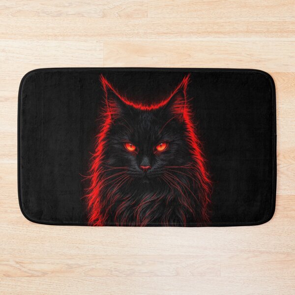 Item preview, Black Maine Coon Cat with Glowing Red Eyes designed and sold by PetsArt.