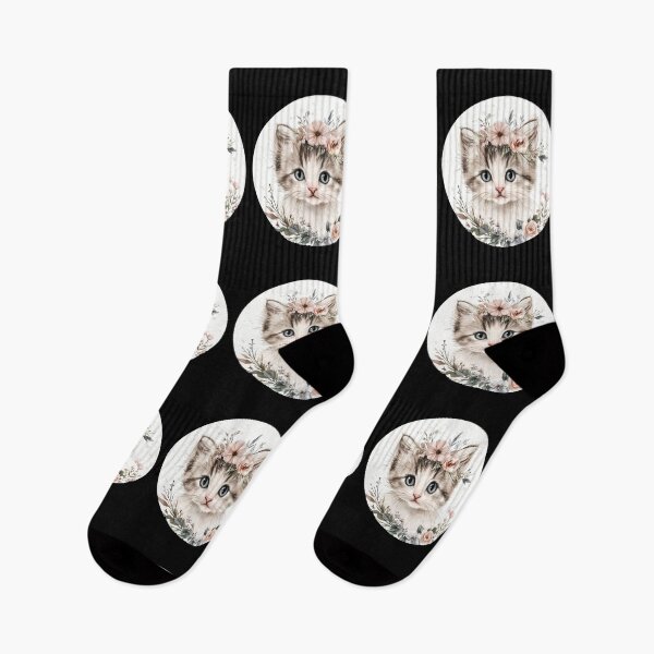 Item preview,  Cute kitten with floral crown watercol designed and sold by mando24895.