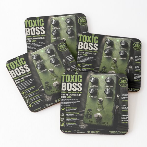 Artikelvorschau, Der toxische Boss – Overdrive • Manipulation • Kontrolle | Lustige Gitarrenpedal-Parodie entworfen und verkauft von Mantramontics.