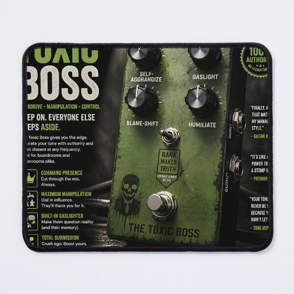 Item preview, The Toxic Boss – Overdrive • Manipulation • Control | Funny Guitar Pedal Parody designed and sold by Mantramontics.