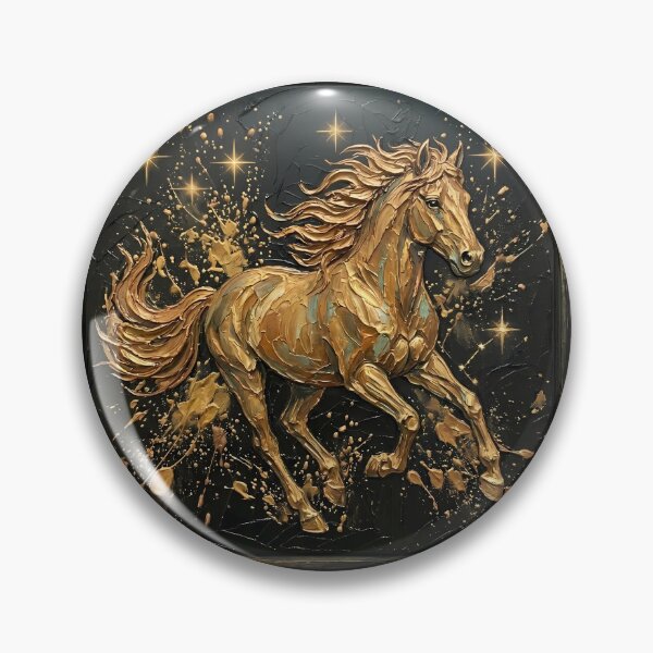Item preview, Celestial Gold Horse - Majestic Impasto Oil Painting & Bohemian Wildlife Art designed and sold by SupernovaNote.