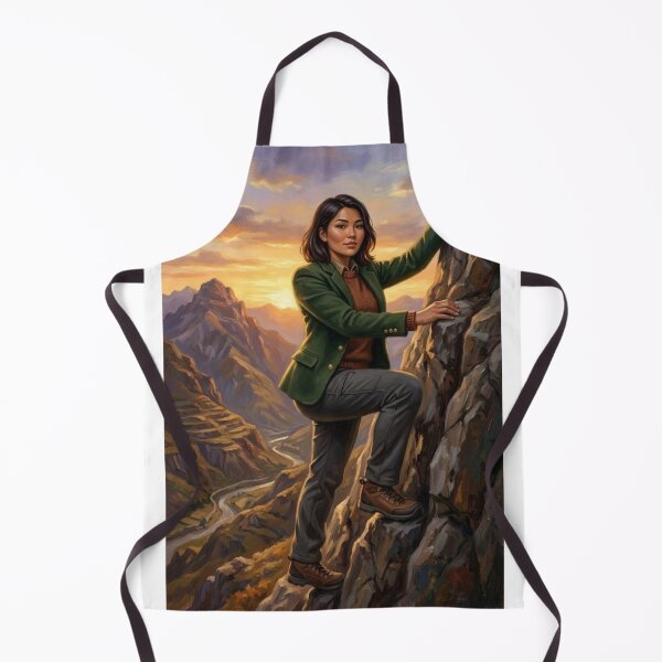 Item preview, ADVENTUROUS WOMAN CLIMBING THE MOUNTAIN AT DUSK CLASSIC PAINTING designed and sold by Curiosiart.