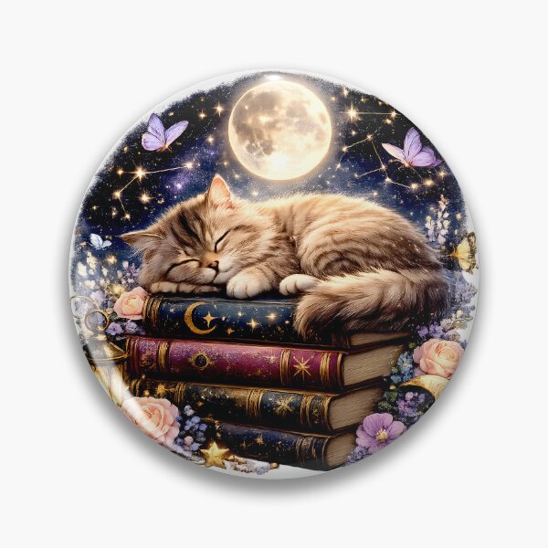 Item preview, Sleeping Moonlit Cat | Dreamy Book Lover Fantasy Art designed and sold by Clothes With Smiling Animals Walt Gral.