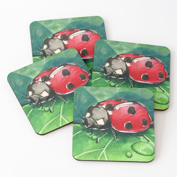 Item preview, Lucky Ladybug - watercolor and colored pencil illustration designed and sold by Amy Preveza.