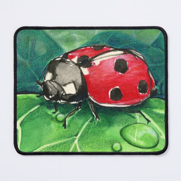 Item preview, Lucky Ladybug - watercolor and colored pencil illustration designed and sold by Amy Preveza.