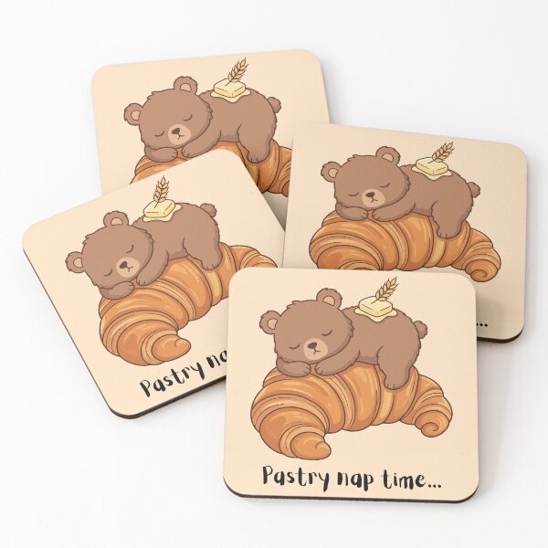Item preview, Cute Sleeping Bear on Croissant Pastry Naptime designed and sold by Amir Faysal.