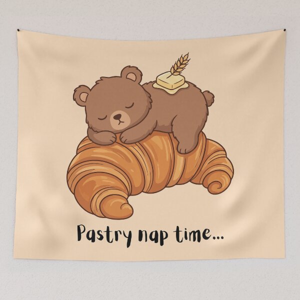 Item preview, Cute Sleeping Bear on Croissant Pastry Naptime designed and sold by Amir Faysal.