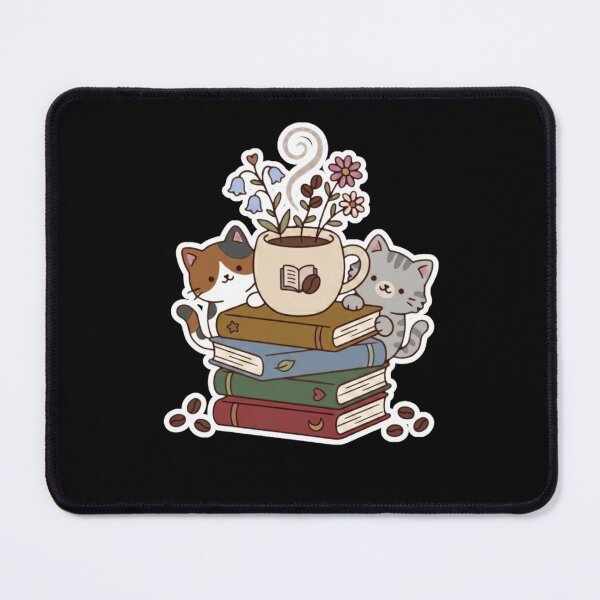 Item preview, Cute Cottagecore Cats Coffee And Books Stack Kawaii Book Lover Gift designed and sold by Art IN Pack.